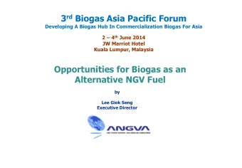 3 rd Biogas Asia Pacific Forum  Developing A Biogas Hub In Commercialization Biogas For Asia 2
