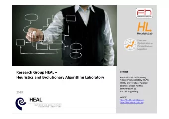 Research Group HEAL   Contact:  Heuristics and Evolutionary Algorithms Laboratory  Heuristic and