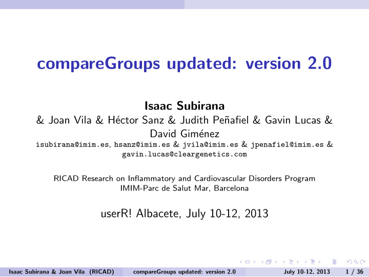 comparegroups updated version 2 0