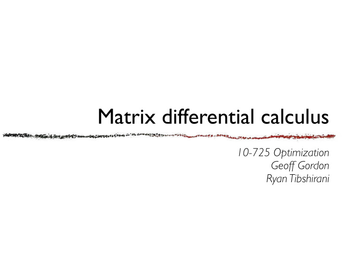 matrix differential calculus