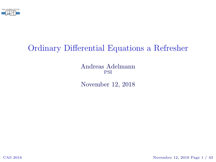 ordinary differential equations a refresher