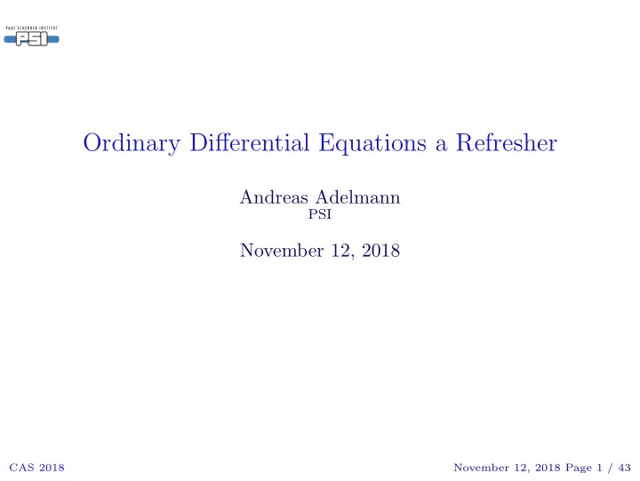 ordinary differential equations a refresher