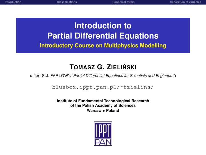 introduction to partial differential equations