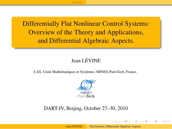 differentially flat nonlinear control systems overview of