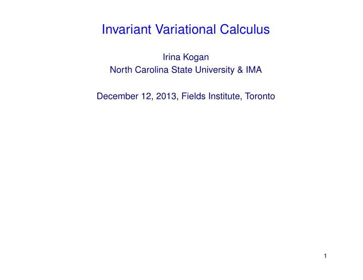 invariant variational calculus