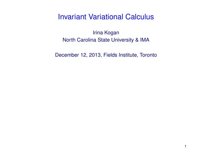 invariant variational calculus
