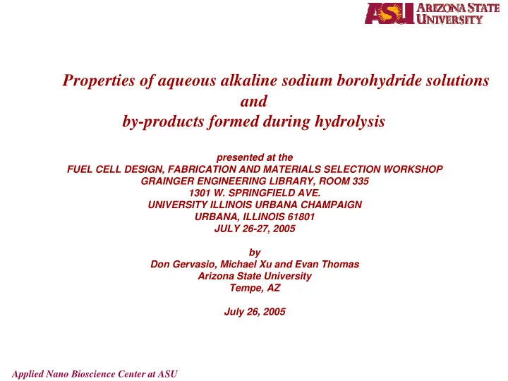 properties of aqueous alkaline sodium borohydride