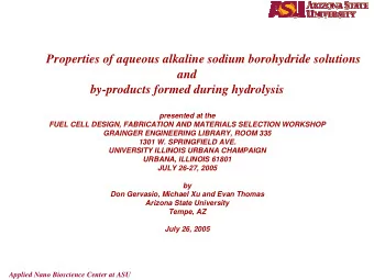 Properties of aqueous alkaline sodium borohydride solutions  and  by-products formed during