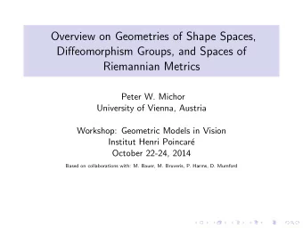 Overview on Geometries of Shape Spaces,  Diffeomorphism Groups, and Spaces of  Riemannian Metrics
