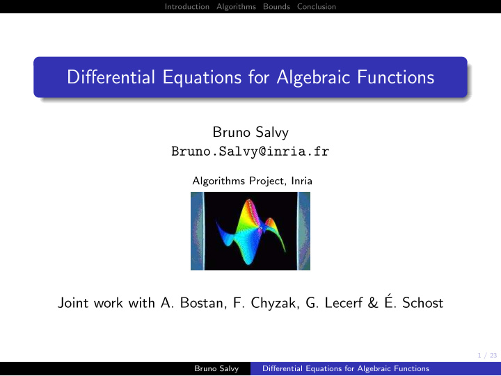 differential equations for algebraic functions