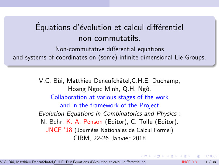 equations d evolution et calcul diff erentiel non