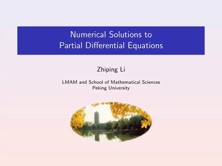 numerical solutions to partial differential equations