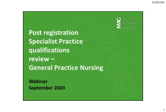 Post registration  Specialist Practice  qualifications review  General Practice Nursing  Webinar
