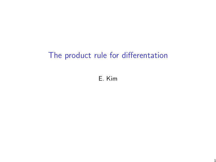 the product rule for differentation