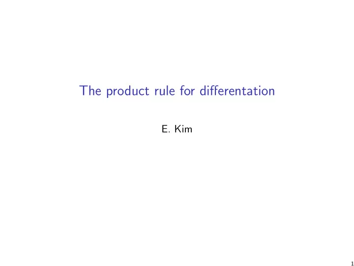 the product rule for differentation