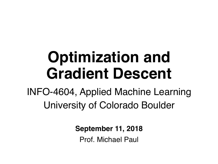 optimization and gradient descent