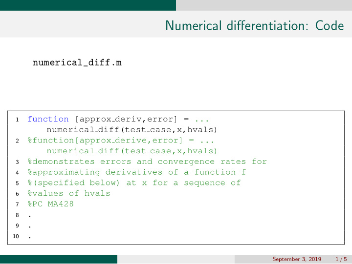 numerical differentiation code