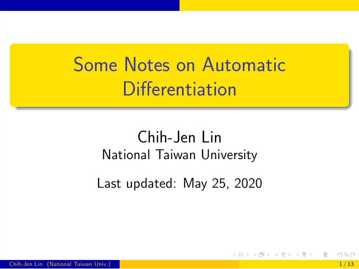 some notes on automatic differentiation