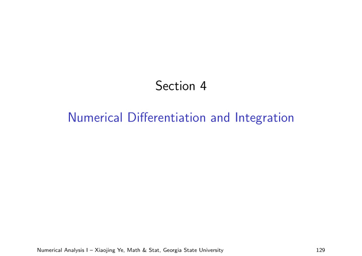 section 4 numerical differentiation and integration