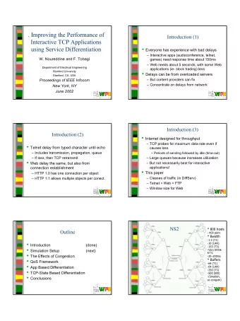 . Improving the Performance of  Introduction (1)  Interactive TCP Applications  using Service