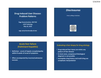 Disclosures  Drug-induced Liver Disease:  I have nothing to disclose.  Problem Patterns  Raga