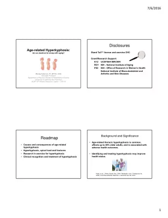 Disclosures  Age-related Hyperkyphosis: Stand Tall  license and exercise DVD  Are we destined to