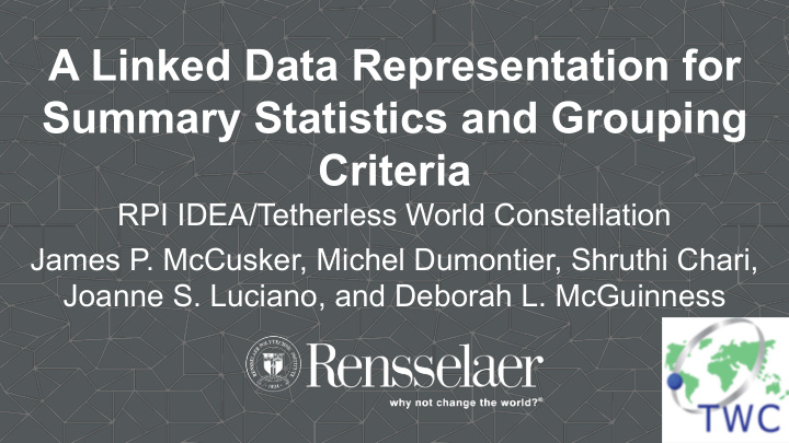 a linked data representation for summary statistics and