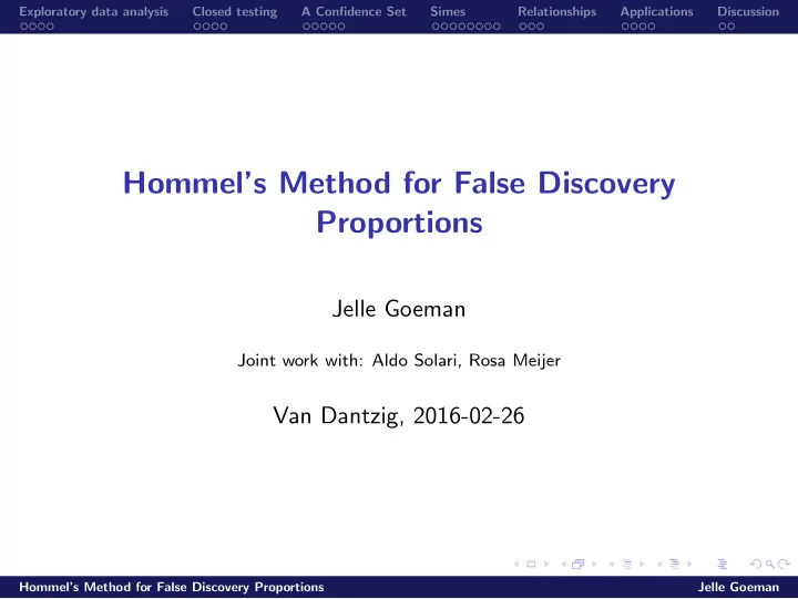 hommel s method for false discovery proportions