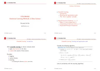 STK-IN4300  The bet on sparsity principle  Statistical Learning Methods in Data Science