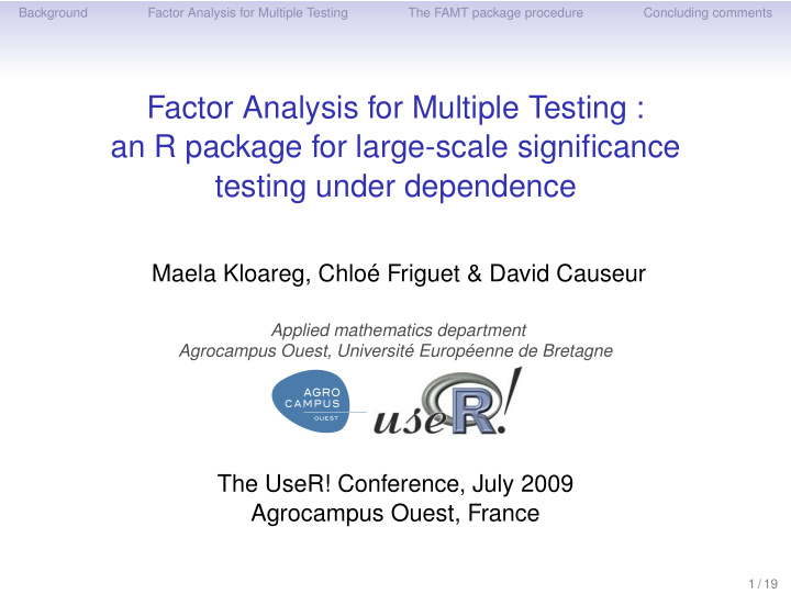 factor analysis for multiple testing an r package for