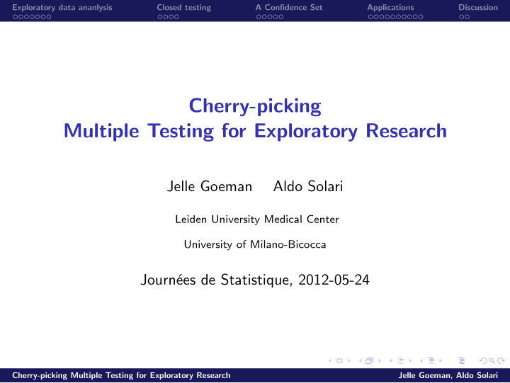 cherry picking multiple testing for exploratory research