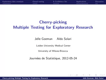 Cherry-picking  Multiple Testing for Exploratory Research  Jelle Goeman  Aldo Solari  Leiden