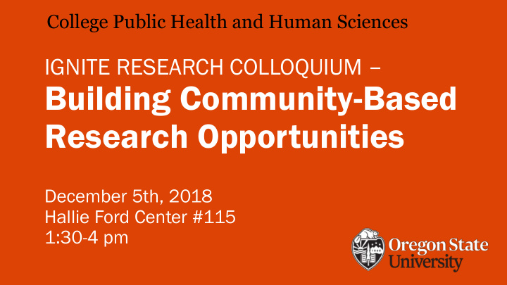 building community based research opportunities