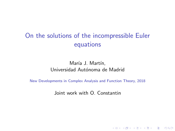 on the solutions of the incompressible euler equations