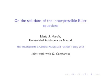 On the solutions of the incompressible Euler  equations  Mar  a J. Mart  n,  Universidad