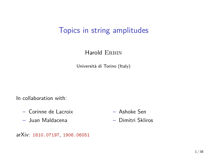 topics in string amplitudes