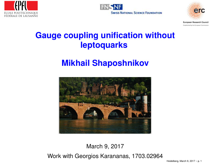 gauge coupling unification without leptoquarks mikhail