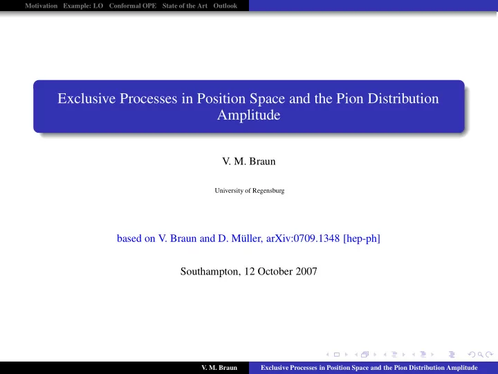 exclusive processes in position space and the pion