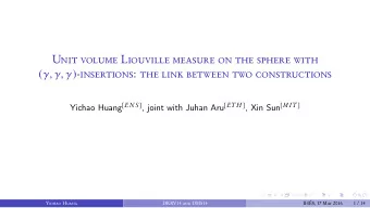 Unit volume Liouville measure on the sphere with (  ,  ,  ) -insertions: the link between two