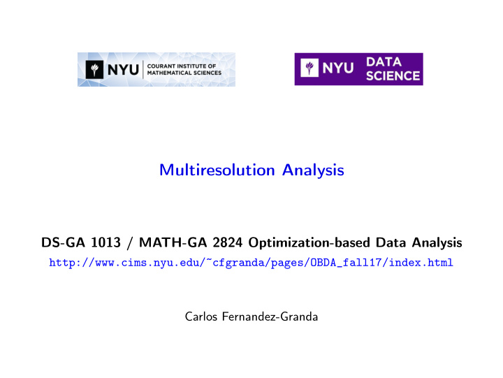multiresolution analysis