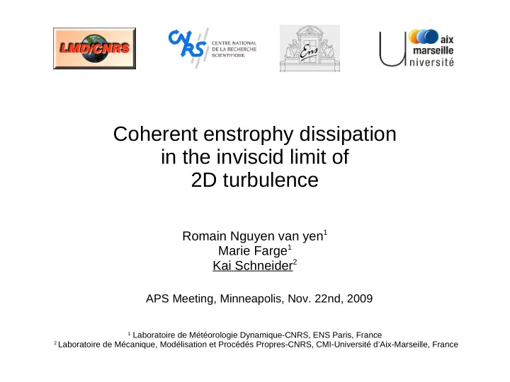 coherent enstrophy dissipation in the inviscid limit of