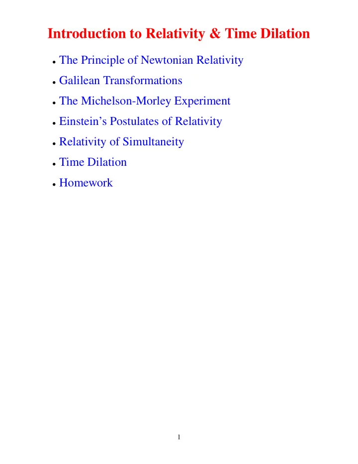 introduction to relativity time dilation