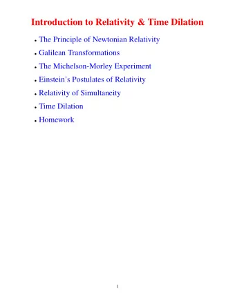 Introduction to Relativity &amp; Time Dilation  The Principle of Newtonian Relativity