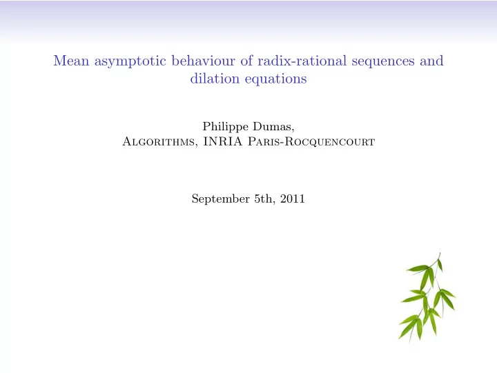 mean asymptotic behaviour of radix rational sequences and