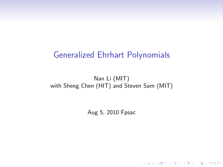 generalized ehrhart polynomials