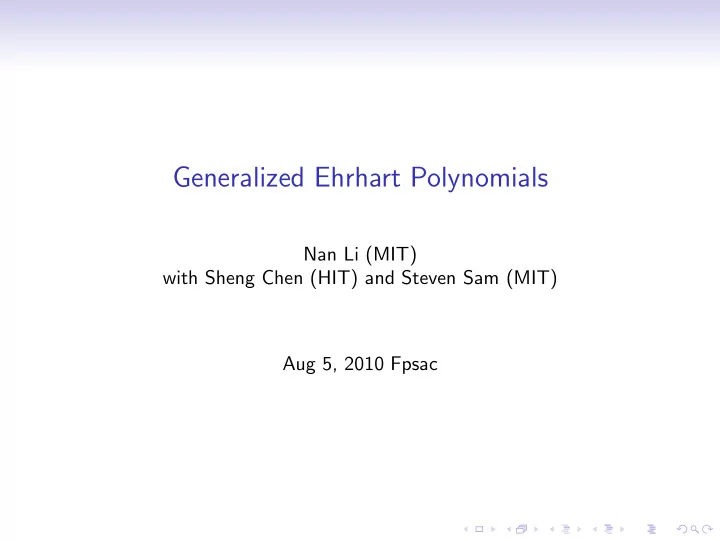 generalized ehrhart polynomials