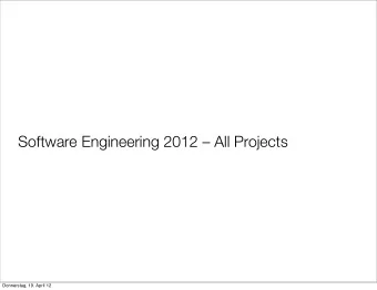 Software Engineering 2012  All Projects  Donnerstag, 19. April 12  Cognitive Load: Data