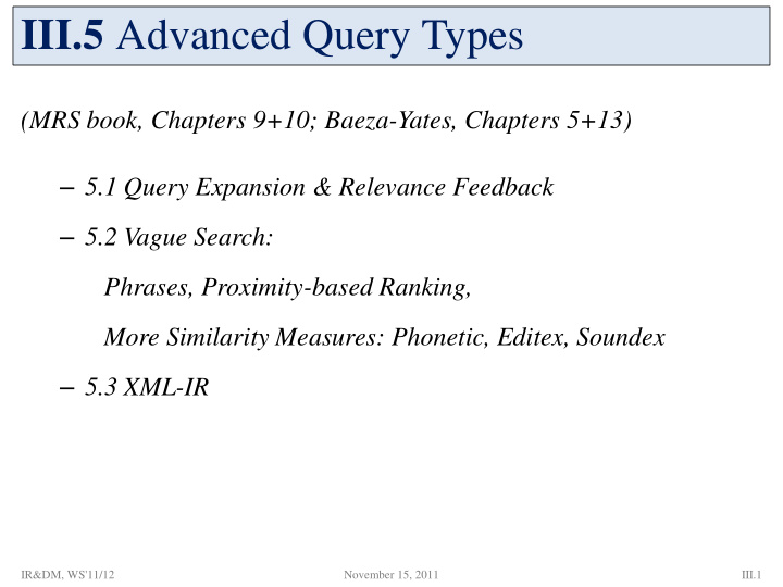iii 5 advanced query types