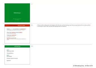1  Methodology 2  Machine Learning 2018  Peter Bloem  Today we will be talking about what happens