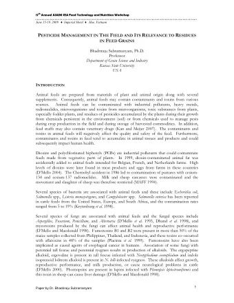 IN F EED G RAINS  Bhadriraju Subramanyam, Ph.D.  Professor  Department of Grain Science and